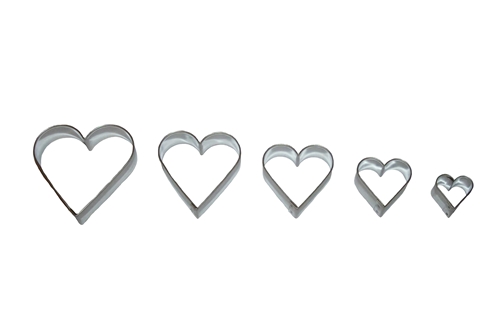 Hearts – smooth cookie cutter set (5 pcs), stainless steel