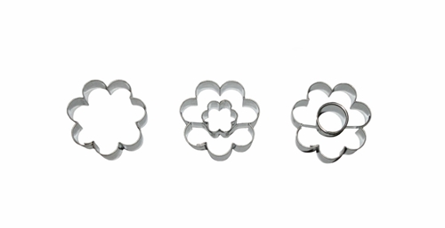Flowers – cookie cutter set (3 pcs), stainless steel