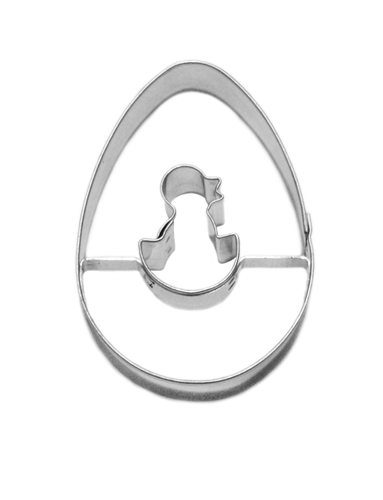 Egg / chick-in-egg cut-out – cookie cutter, stainless steel