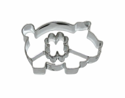Piglet / four-leaf clover cut-out – small cookie cutter, stainless steel