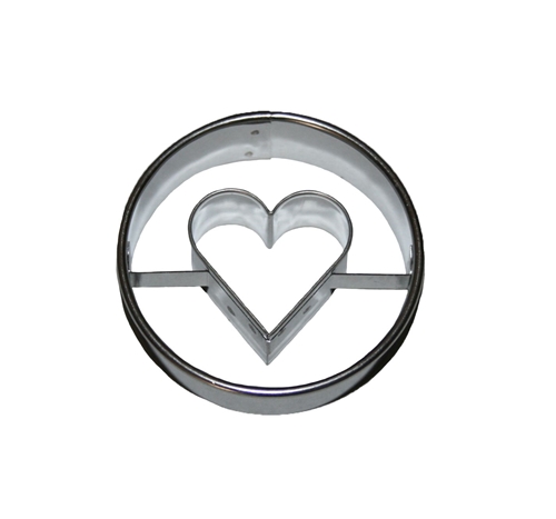 Circle / heart cut-out – large cookie cutter, stainless steel