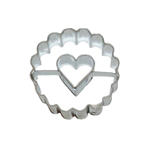 Scalloped circle / heart cut-out – cookie cutter, stainless steel