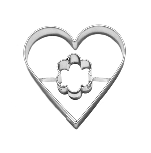 Heart / flower cut-out – cookie cutter, stainless steel