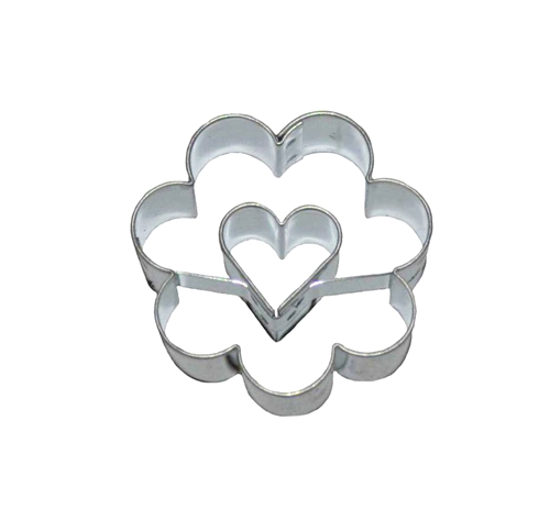 Flower / heart cut-out – cookie cutter, tinplate