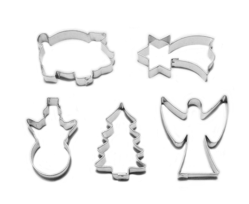 Small Christmas cookie cutter set (5 pcs), stainless steel