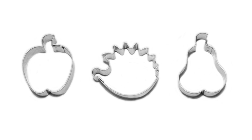 Hedgehog with fruit – cookie cutter set (3 pcs), stainless steel